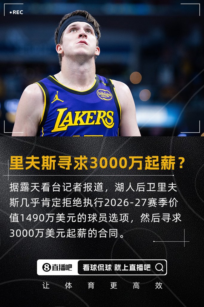 记者：里夫斯几乎肯定拒绝执行球员选项 寻求起薪3000万合同